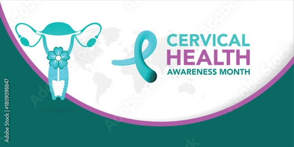 Obraz Cervical cancer awareness month is observed every year in january. January is cervical cancer awareness month. Vector template for banner, greeting card, poster with background. Vector illustration