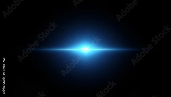 Obraz Glowing blue light beam. Realistic glowing line. A ray of light and glare. Abstract blue neon speed light effect on dark background. Spark star. Vector illustration