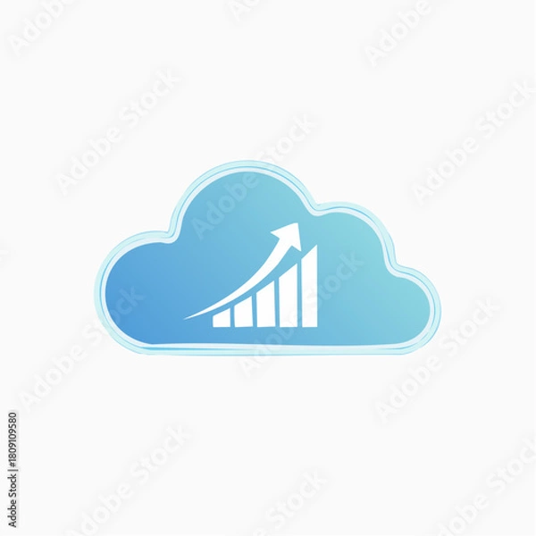Obraz Conceptual illustration of a business growth chart with an increasing arrow inside a cloud, representing progress, financial success, and data analytics