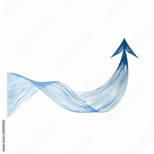 Obraz Dynamic flowing blue arrow illustration symbolizing business growth, future success, and a positive upward trend in progress and innovation, representing advancement and strategy