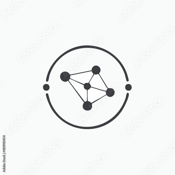 Obraz Abstract Network Icon Modern Connection Symbol in Circle