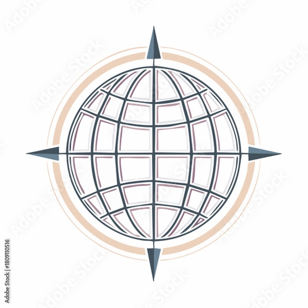 Obraz Travel Compass Globe Navigating Exploration and Adventure with Directional Guidance