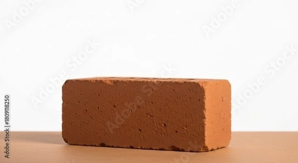 Obraz Single red brick, textured surface, centered against a bright, blurred backdrop