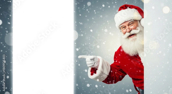 Obraz Santa claus pointing with blank space