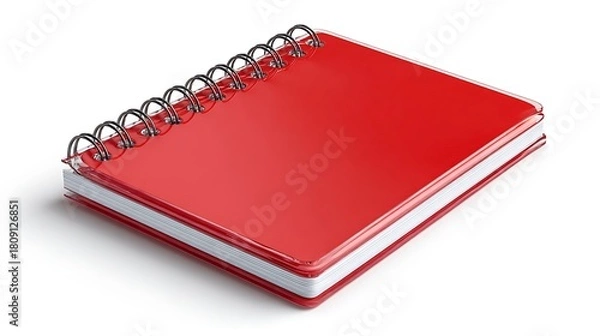 Fototapeta Red spiral notebook isolated on the white background 
