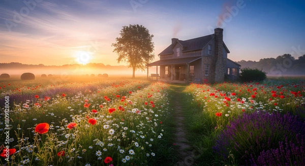 Obraz sunset over the field