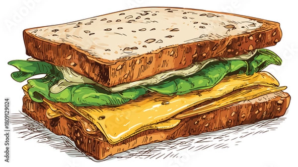 Obraz Delicious Sandwich Artwork for Food Illustrations and Culinary Designs