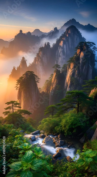 Obraz sunset in the mountains