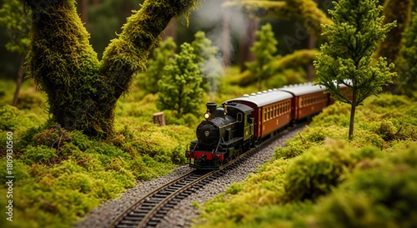 Obraz steam train on the railway