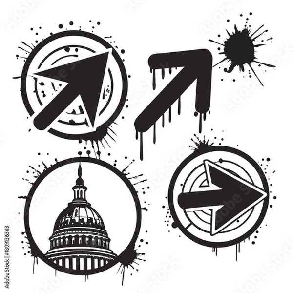 Obraz Street Art Spray Paint Marks and Arrows Collection