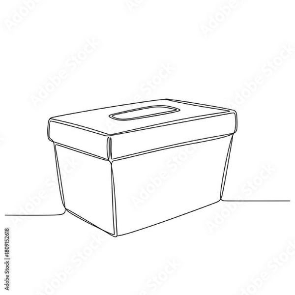 Fototapeta Tissue box container in black and white line art style