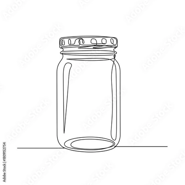 Obraz Mason jar with metal lid in black and white line art style