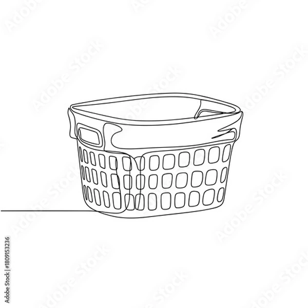 Obraz Laundry basket illustration in black and white line art style
