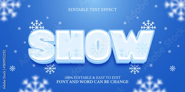 Obraz Editable Snow Text Effect | 3D Winter Blue Word Style Template