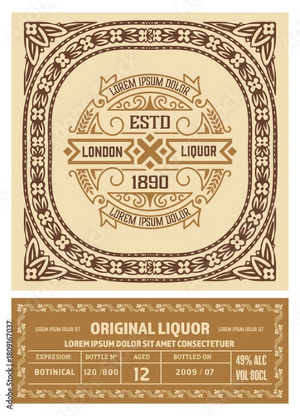 Fototapeta Whiskey label with old frames	