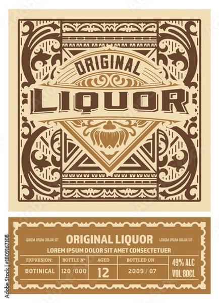 Fototapeta Liquor label with old frames	
