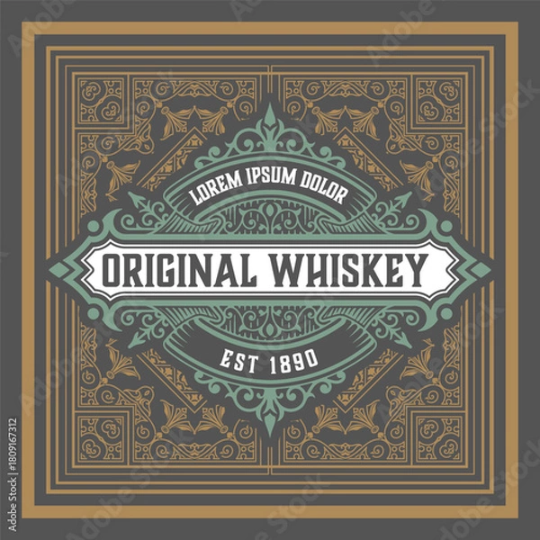 Fototapeta Whiskey label with old frames	