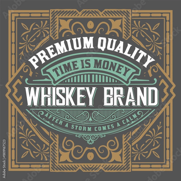 Fototapeta Whiskey label with old frames	