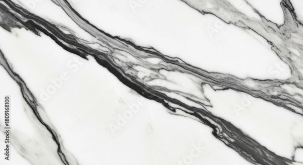 Obraz White marble with black veins texture background.