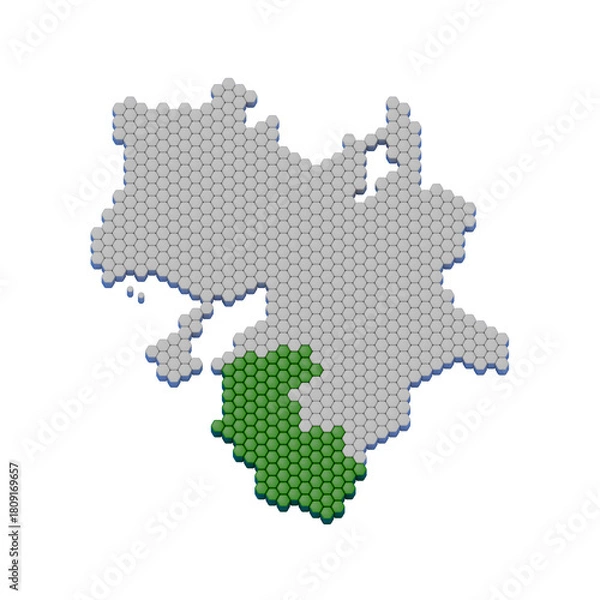 Obraz ハニカム構造状の和歌山県の地図