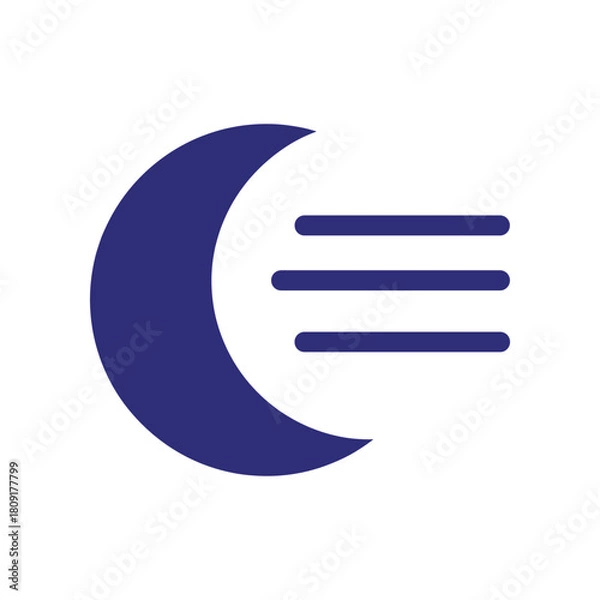 Obraz Abstract Crescent Moon With Horizontal Lines Symbol.