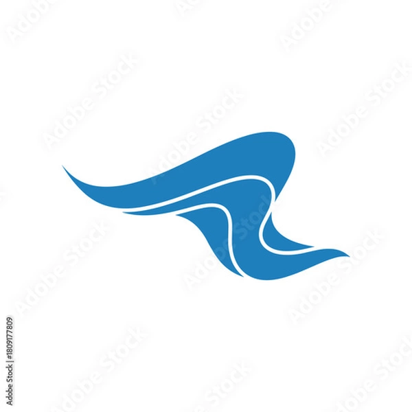 Obraz Abstract blue wave design representing fluidity and motion in a dynamic form.