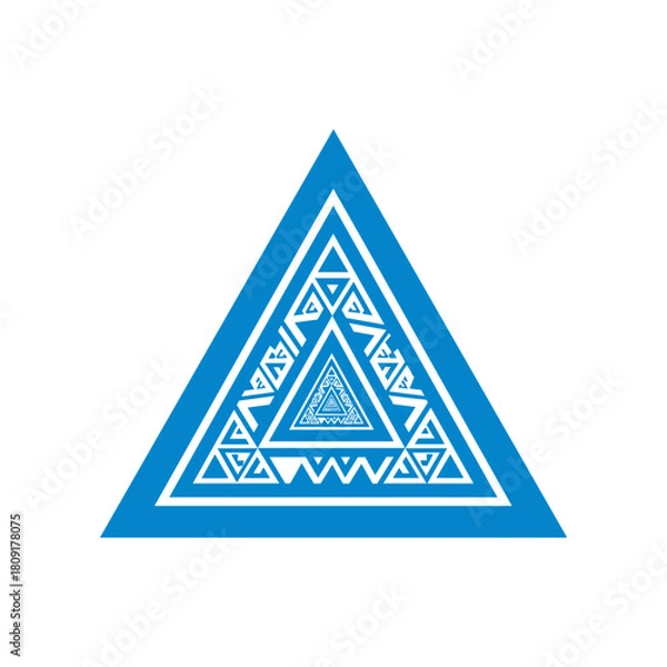 Obraz Blue Triangle Fractal Design with Intricate White Patterns.