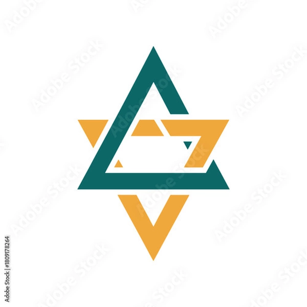 Fototapeta Geometric Star Symbol with Interlocking Triangles and Distinct Color Scheme.