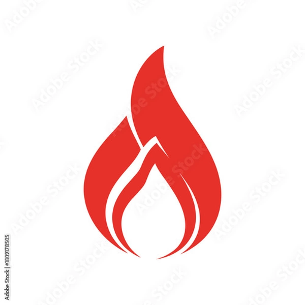Obraz Simple Red Flame Icon on White Background.