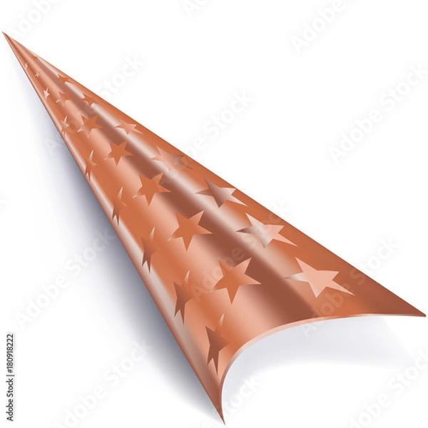 Obraz Umgerollte Ecke in Bronze mit Sternen als Verpackungspapier