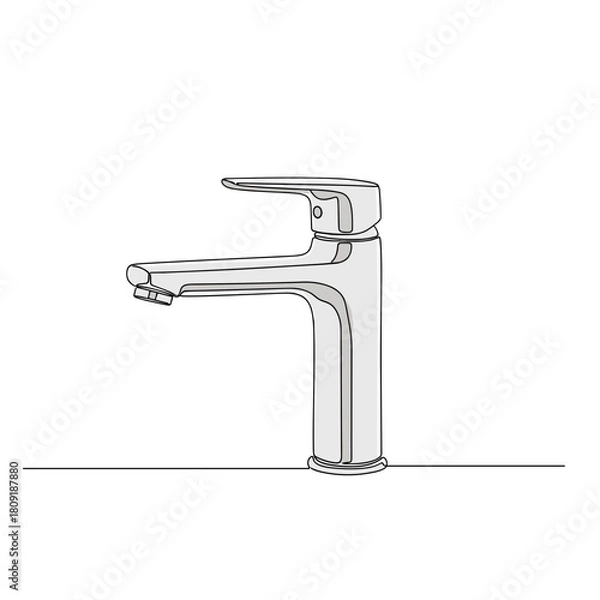 Obraz Modern sink faucet in black and white line art style