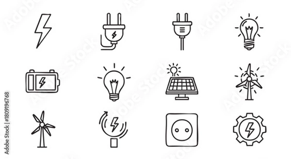 Obraz Hand drawn illustration of renewable energy sources and sustainability elements
