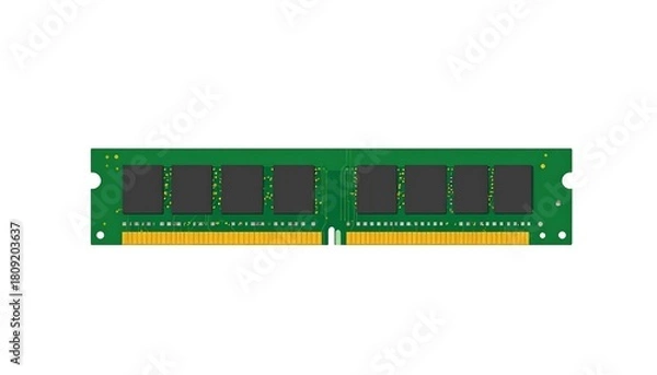 Fototapeta Green and gold RAM module, flat vector illustration, isolated on a white background