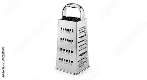 Fototapeta High-quality stainless steel box grater, an indispensable kitchen tool with multiple grating surfaces for efficient food preparation, ideal for cheese, vegetables, and spices