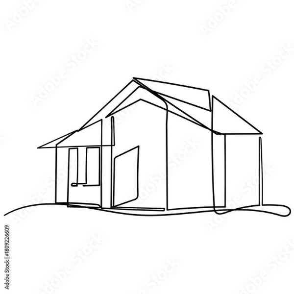 Obraz continuous line drawing house illustration