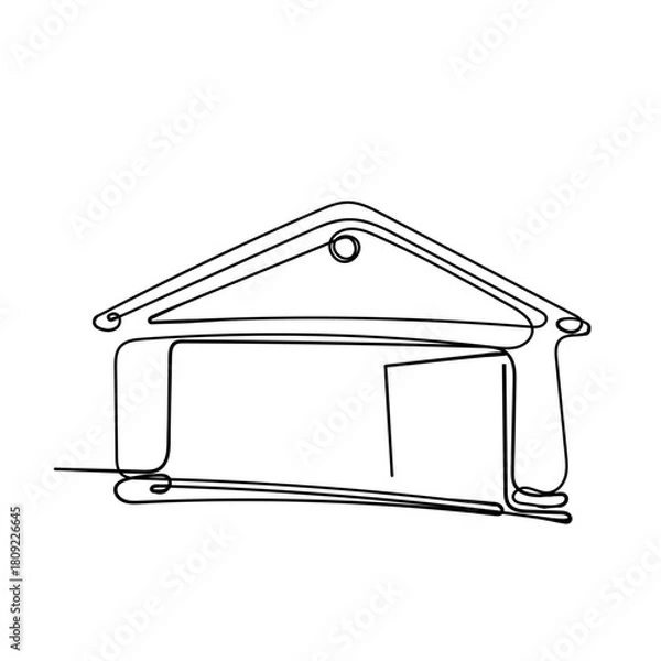 Obraz continuous line drawing house illustration