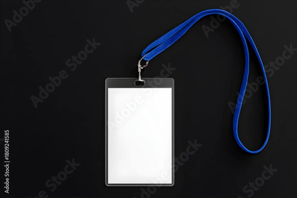 Fototapeta Blank Name Tag Badge with Lanyard Isolated on Transparent Background