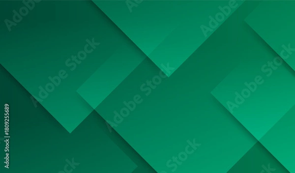 Fototapeta Modern bright green geometric background with diagonal layered shapes.