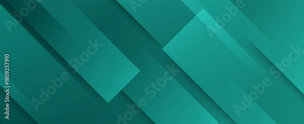 Fototapeta Modern green abstract background with layered geometric rectangles.