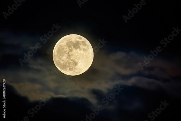 Obraz Close-up of a full moon with professional color grading and soft shadows, perfect for educational, scientific, and artistic applications in low contrast settings.