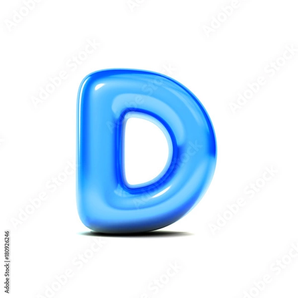 Obraz glossy letter D bubble font isolated on white background. 3D Rendering