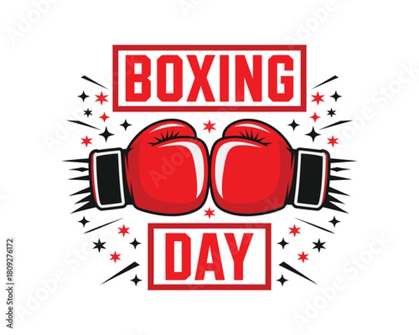 Fototapeta Festive Boxing Day Design with Red Boxing Gloves Illustration