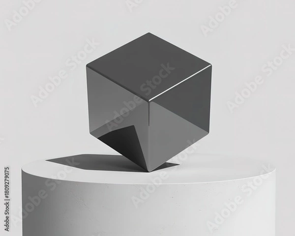 Obraz Geometric Octahedron Shape on White Pedestal render