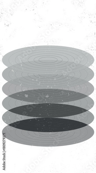 Fototapeta A striking vector abstract illustration featuring stacked concentric layers rendered in a grayscale color palette. This minimalist, graphic ideal for data visualization, technological diagrams