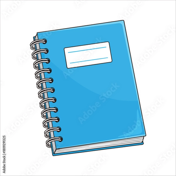 Obraz Blue Spiral Notebook with Blank Label