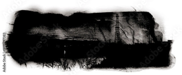 Obraz 抽象的　水墨画　背景素材