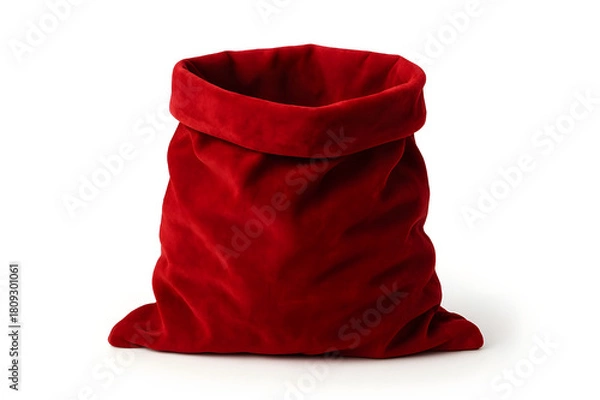 Obraz Classic red velvet Santa sack ready to be filled with holiday gifts and Christmas cheer, perfect for seasonal campaigns and festive designs