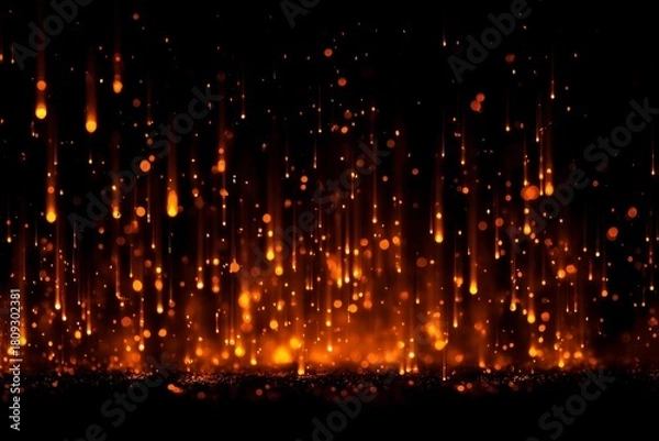 Obraz Abstract Shower of Falling Golden Light Particles and Streaks