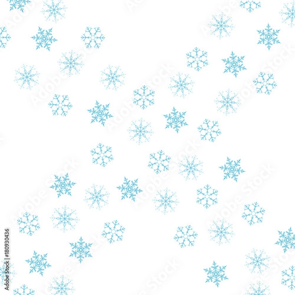 Fototapeta Festive decorative frame made of snowflakes on a white background. For posters, postcards, greeting for Christmas, new year.
