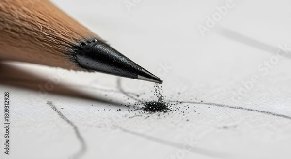 Obraz Close up of pencil point creating detailed graphite lines on paper